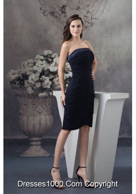 Brand New Strapless Ruched Black Prom Dress Knee-length