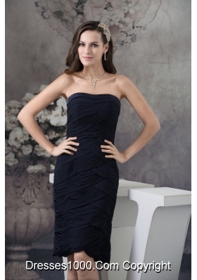 Brand New Strapless Ruched Black Prom Dress Knee-length