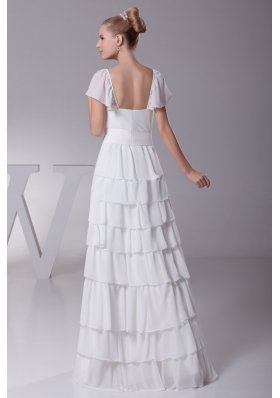 Column Sweetheart Neckline Ruffled Layers Sashes Wedding Gowns