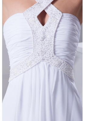 Empire Halter Top Beading and Ruching Chiffon Wedding Dress