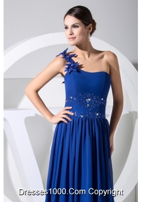 Handle Flowers Beaing and Sequins One Shoulder Chiffon Prom Dresses