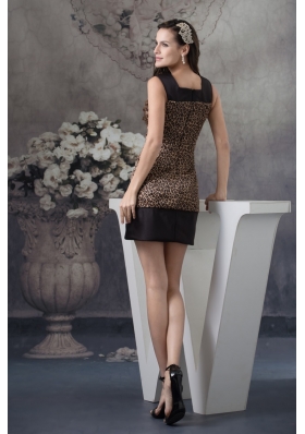 Leopard Print Satin Brown and Black Prom Dress with Cutouts