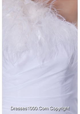 Luxurious Column One Shoulder Feather Chiffon Bridal Gowns