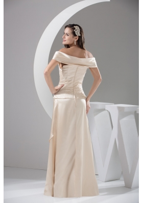 Off-the-shoulder Ivory Prom Dresses For Weddings with Beading