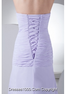 Popular Sweetheart Brush Train Ruched Beaded Lilac Prom Dress