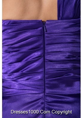 Purplr Single Shoulder Brush Train Prom Dress with Slit on The Side