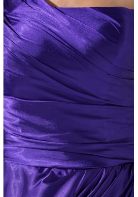 Purplr Single Shoulder Brush Train Prom Dress with Slit on The Side