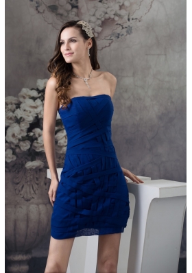 Recommended Blue Strapless Mini-length Prom Evening Prom Dress