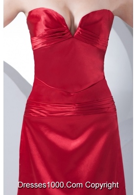 Red Sweetheart Ankle-length Prom Dress for Women with Ruche