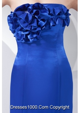 Rolling Flowers Strapless Court Train Royal Blue Prom Dress