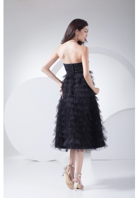 Ruched Sweetheart A-line Prom Gown with Ruffeled Layers