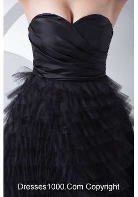 Ruched Sweetheart A-line Prom Gown with Ruffeled Layers