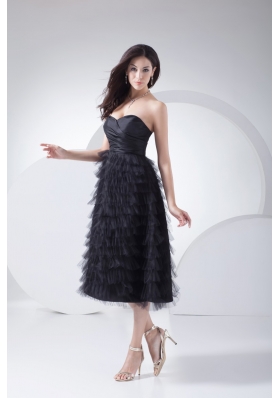 Ruched Sweetheart A-line Prom Gown with Ruffeled Layers