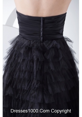 Ruched Sweetheart A-line Prom Gown with Ruffeled Layers