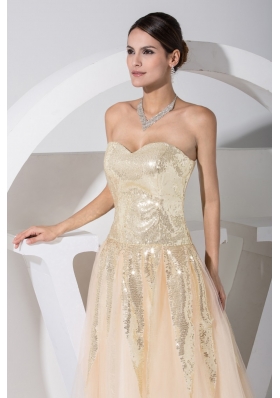 Sequins Decorasted Bodice Sweetheart Princess Prom Gown