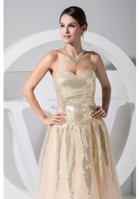 Sequins Decorasted Bodice Sweetheart Princess Prom Gown