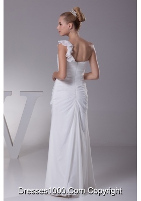 Sheath One Shoulder Ruching Floor-length Wedding Gowns For 2013