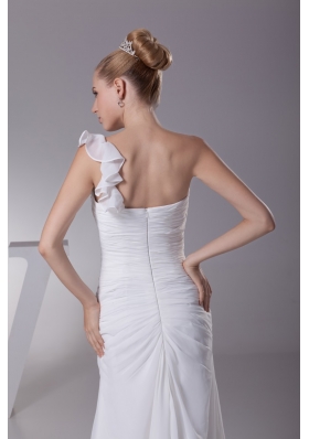 Sheath One Shoulder Ruching Floor-length Wedding Gowns For 2013