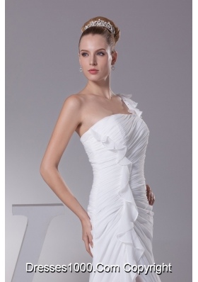 Sheath One Shoulder Ruching Floor-length Wedding Gowns For 2013