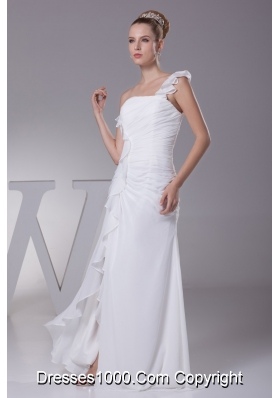 Sheath One Shoulder Ruching Floor-length Wedding Gowns For 2013