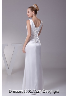 Sheath V-neck Beading and Ruching Long Wedding Dresses in 2013