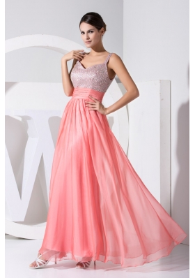 Strape A-line Sequin and Chiffon Ankle-length Cool -Beck Prom Dresses