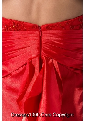 Strapless Brooch Embellished Ruched Waist Prom Dress with Lace Appliques