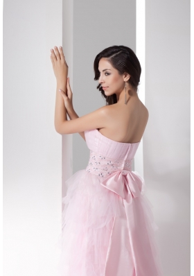 Sweetheart Prom Dress with Beadings Slit Ruffled Layers and Bowknot