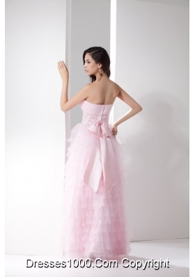 Sweetheart Prom Dress with Beadings Slit Ruffled Layers and Bowknot