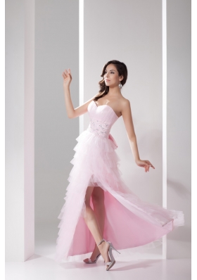 Sweetheart Prom Dress with Beadings Slit Ruffled Layers and Bowknot