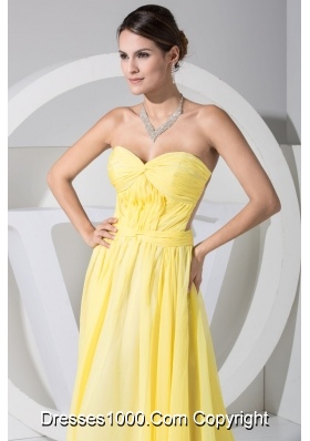 Sweethheart Watteau Train Back Out Prom Dresses in Yellow