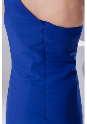 Appliques One Shoulder Royal Blue Slitted Prom Dress for Ladies