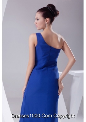 Appliques One Shoulder Royal Blue Slitted Prom Dress for Ladies