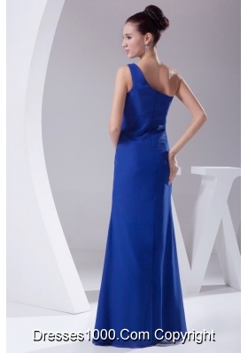 Appliques One Shoulder Royal Blue Slitted Prom Dress for Ladies