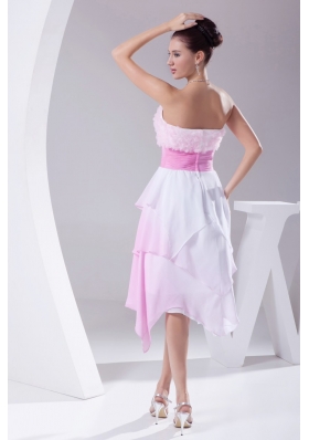 Asymmetrical Hemline Sweetheart Rose Pink Prom Dress for Ladies