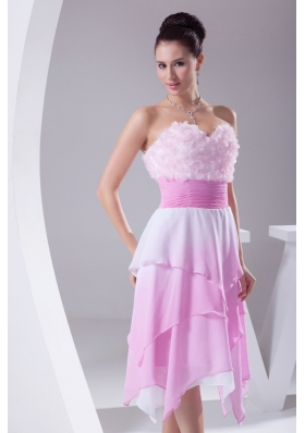 Asymmetrical Hemline Sweetheart Rose Pink Prom Dress for Ladies