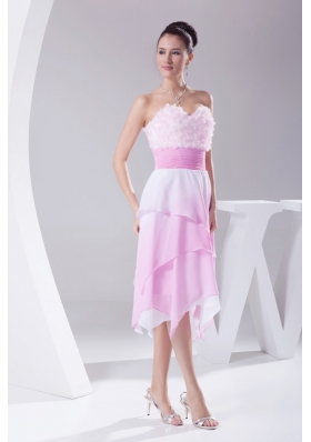 Asymmetrical Hemline Sweetheart Rose Pink Prom Dress for Ladies