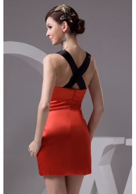 Black and Red V-neck Prom Dresses with Criss Cross Back 2013