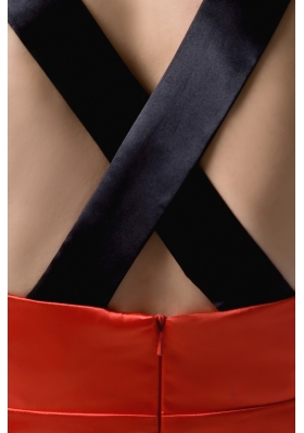 Black and Red V-neck Prom Dresses with Criss Cross Back 2013