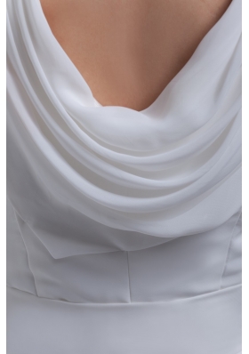 Column Sweep Train Bridal Dresses with Sash and Dropped Neckline