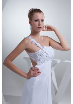 Diamonds with Appliques Decorated One Shoulder Slit Cool Back Wedding Gowns