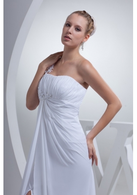 Diamonds with Appliques Decorated One Shoulder Slit Cool Back Wedding Gowns