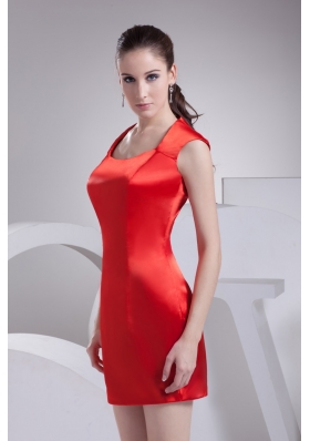 Elegant Mini-length Sheath Prom Dress in Red with Scoop Neckline