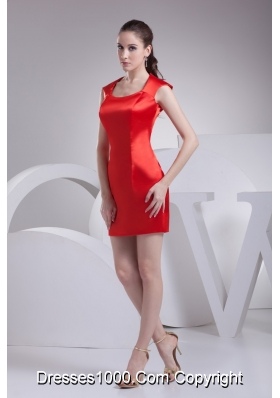 Elegant Mini-length Sheath Prom Dress in Red with Scoop Neckline