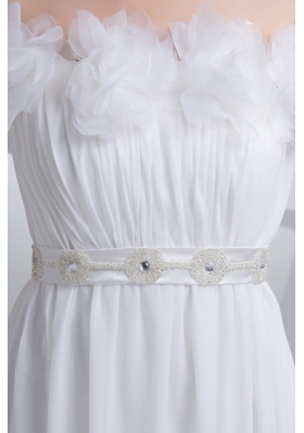 Hand Made Flwoers Off The Shoudler Bridal Dress with Beaded Sash