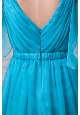 Long Open Sleeves V-neck A-line Prom Gowns with Belt