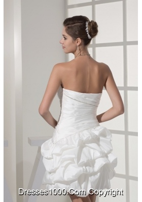 Mini-length Sweetheart Bodice Bridal Gown with Pick-ups and Beadings