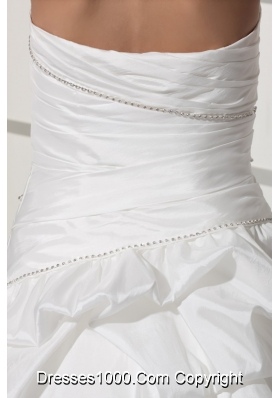 Mini-length Sweetheart Bodice Bridal Gown with Pick-ups and Beadings