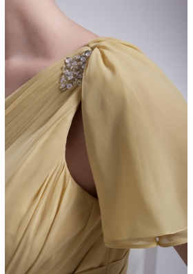 Moonlit Yellow One Shoulder Asymmetric Ruched Prom Dress