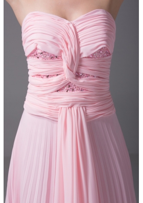 Pretty Sweetheart Pleated Ruched Pink Prom Homecoming Dress